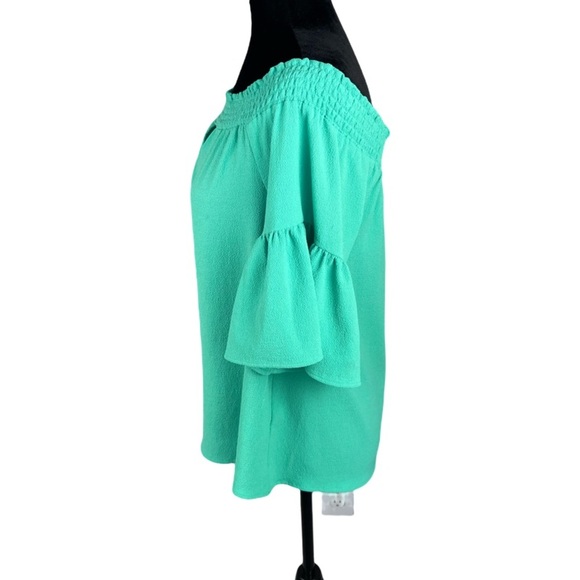 Kaari Blue Women’s off the shoulder Ruffle sleeve blouse top size M - Picture 2 of 8
